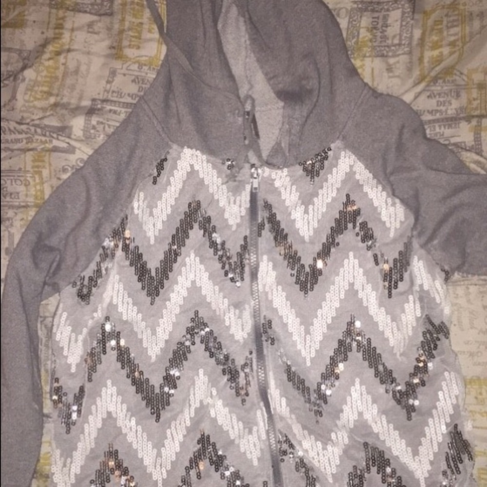 Grey and silver zip up jacket
